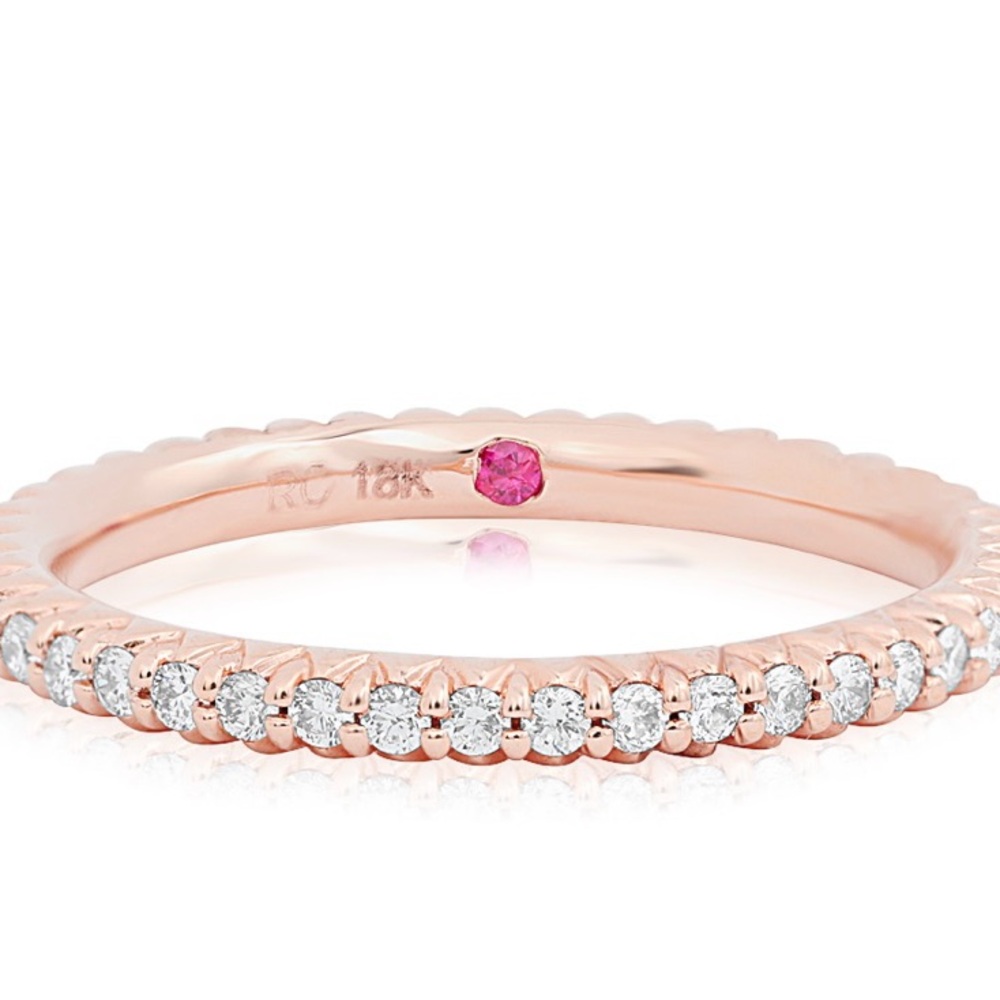 Roberto Coin Rose Gold micro pave diamond band size 8